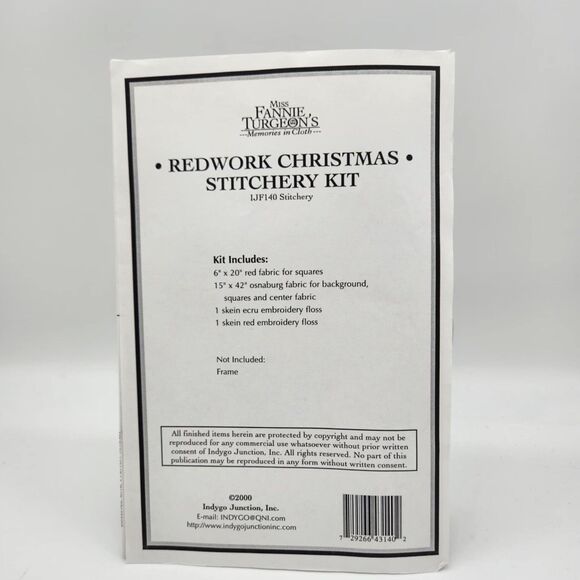 Redwork Christmas Stitchery Kit IJF140 Miss Fannie Turgeon's Hand Embroidery NEW - Picture 2 of 4